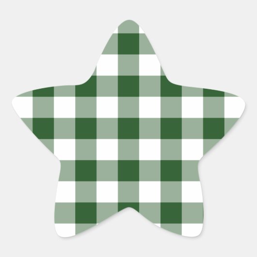 Green und White Gingham Pattern Stern-Aufkleber (Vorderseite)
