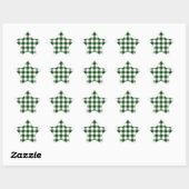 Green und White Gingham Pattern Stern-Aufkleber (Blatt)