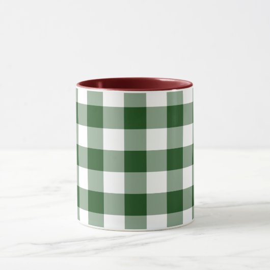 Green und White Gingham Pattern Tasse (Zentrum)
