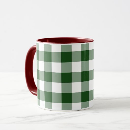 Green und White Gingham Pattern Tasse (Vorderseite Links)