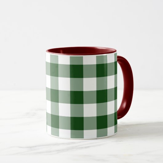 Green und White Gingham Pattern Tasse (VorderseiteRechts)