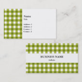 Green und White Gingham Pattern Visitenkarte (Vorne/Hinten)