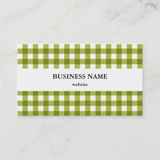 Green und White Gingham Pattern Visitenkarte (Rückseite)