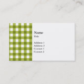 Green und White Gingham Pattern Visitenkarte (Vorderseite)