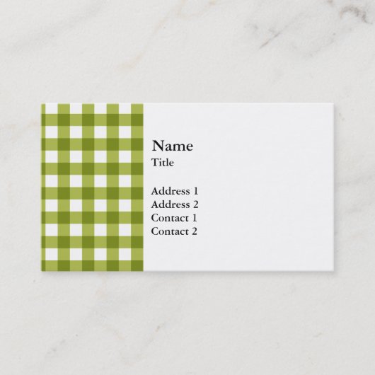 Green und White Gingham Pattern Visitenkarte (Vorderseite)