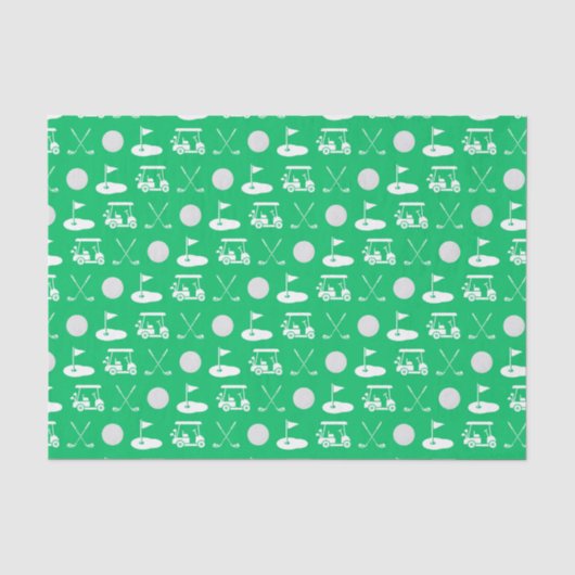 Green und White Golf Icons Seidenpapier (Vorderseite)