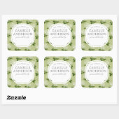 Green und White Hydrangea Baby Kinderzimmer Book P Quadratischer Aufkleber (Blatt)