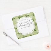 Green und White Hydrangea Baby Kinderzimmer Book P Quadratischer Aufkleber (Umschlag)