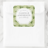 Green und White Hydrangea Baby Kinderzimmer Book P Quadratischer Aufkleber (Tasche)