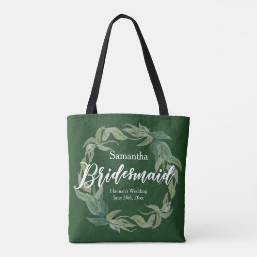 Green und White Personalisiert Bridesmaid Boho Tasche (Rückseite)