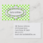 Green und White Polka Dot Business Cards Visitenkarte (Vorne/Hinten)