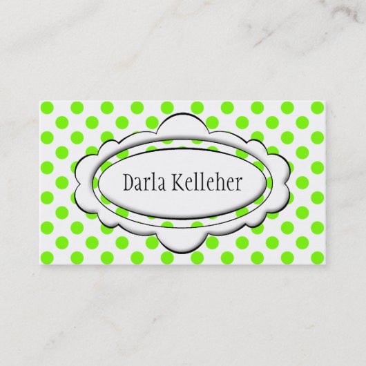 Green und White Polka Dot Business Cards Visitenkarte (Vorderseite)