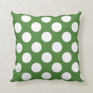 Green und White Polka Dot Kissen