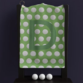 Green und White Polka Dot Monogram Golf Towel Golfhandtuch