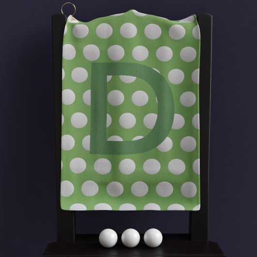 Green und White Polka Dot Monogram Golf Towel Golfhandtuch