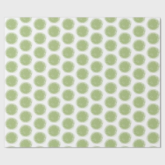 Green und White Polka Dot Scribles Geschenkpapier (Flach)