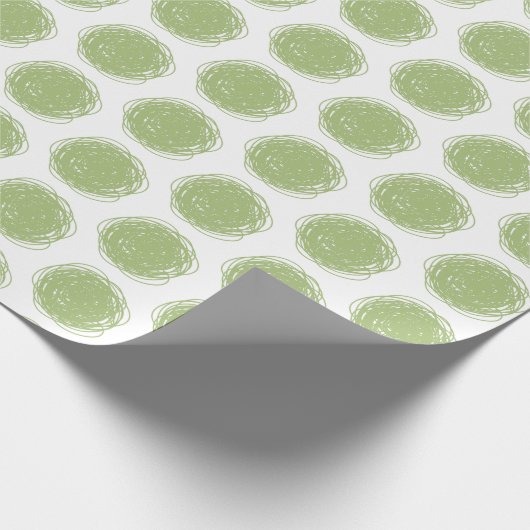Green und White Polka Dot Scribles Geschenkpapier (Ecke)