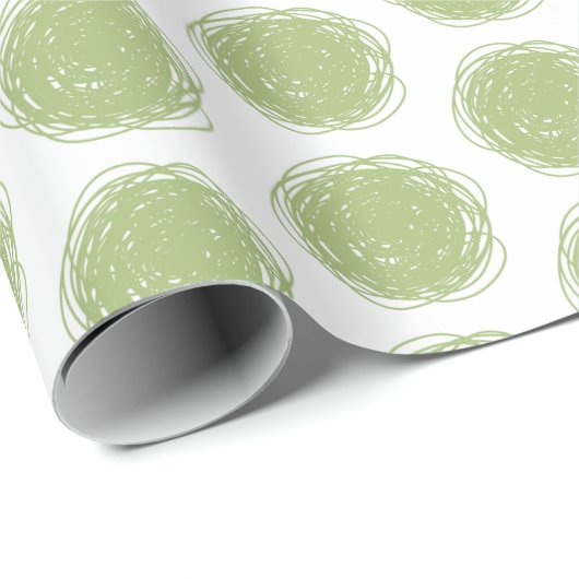 Green und White Polka Dot Scribles Geschenkpapier (Rolleneckpunkt)