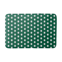 Green und White Polka Dots Badematte