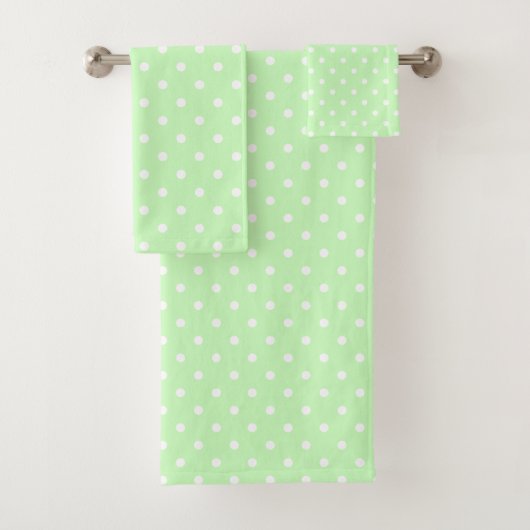 Green und White Polka Dots Badhandtuch Set (Insitu)