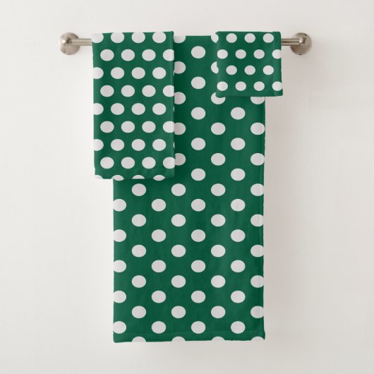 Green und White Polka Dots Badhandtuch Set (Insitu)