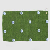 Green und White Polka Dots Ball Mit Monogramm Golfhandtuch (Horizontal)