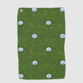 Green und White Polka Dots Ball Mit Monogramm Golfhandtuch (Vorderseite)