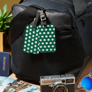 Green und White Polka Dots Gepäckanhänger