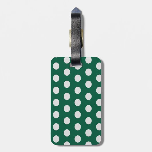 Green und White Polka Dots Gepäckanhänger (Rückseite vertikal)