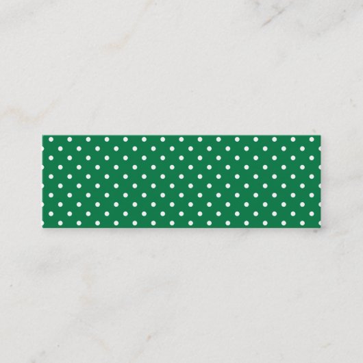 Green und White Polka Dots Mini Visitenkarte (Vorderseite)