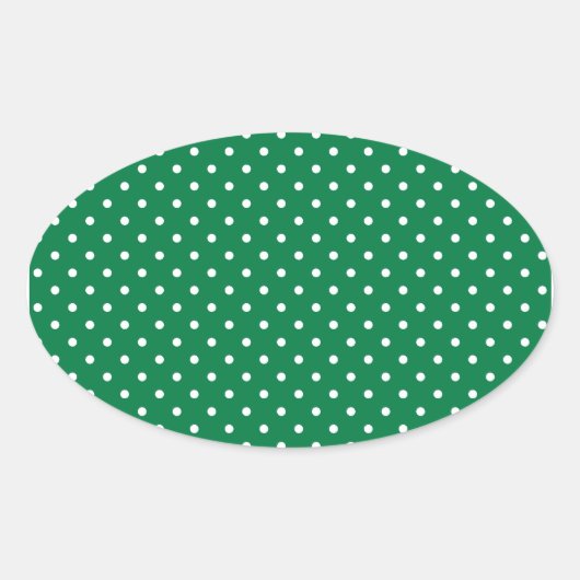 Green und White Polka Dots Ovaler Aufkleber (Vorderseite)