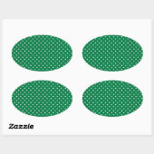 Green und White Polka Dots Ovaler Aufkleber (Blatt)