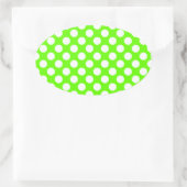 Green und White Polka Dots Ovaler Aufkleber (Tasche)