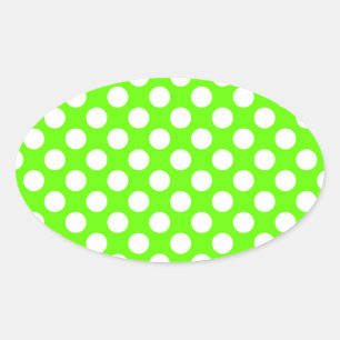 Green und White Polka Dots Ovaler Aufkleber