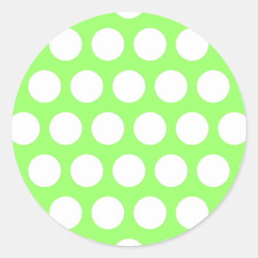 Green und White Polka Dots Runder Aufkleber (Vorderseite)