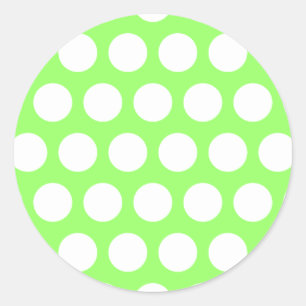Green und White Polka Dots Runder Aufkleber