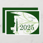Green und White Silhouette 2025 Card Einladung (Vorne/Hinten)