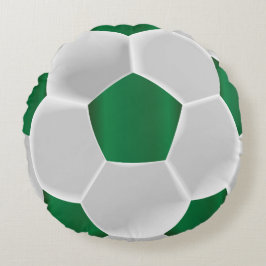 Green und White Soccer Ball Rundes Kissen