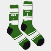 Green und White Sport Jersey - Name Number Socken (Rechts)