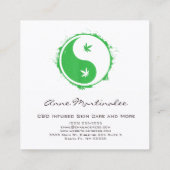  Green und White Yin Yang Leaf  Quadratische Visitenkarte (Rückseite)