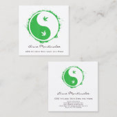  Green und White Yin Yang Leaf  Quadratische Visitenkarte (Vorne/Hinten)