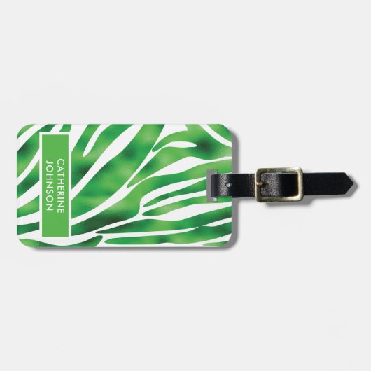 Green und White Zebra Stripe Muster Yoga Mat Lugg Gepäckanhänger (Vorderseite horizontal)
