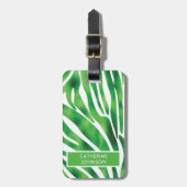 Green und White Zebra Stripe Muster Yoga Mat Lugg Gepäckanhänger (Vorderseite vertikal)