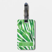 Green und White Zebra Stripe Muster Yoga Mat Lugg Gepäckanhänger (Rückseite vertikal)