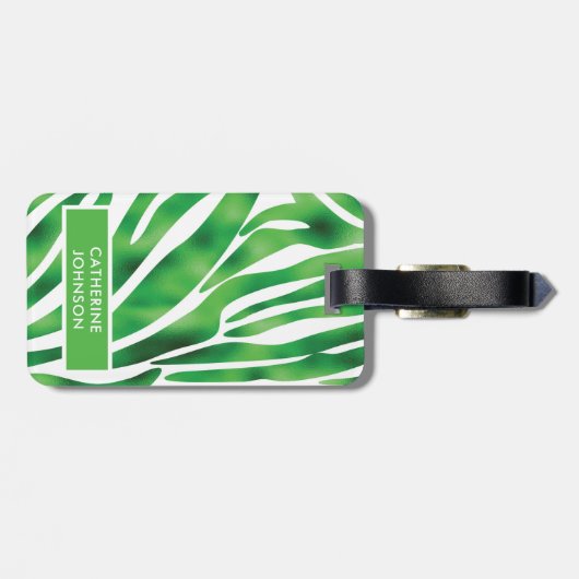 Green und White Zebra Stripe Muster Yoga Mat Lugg Gepäckanhänger (Rückseite horizontal)