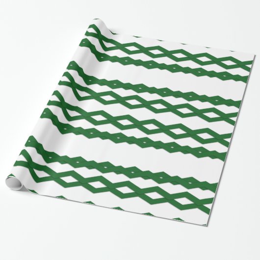 Green und White Zigzag Design Geschenkpapier (Ungerollt)