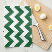 Green und White Zigzag Geschirrtuch (Viertel Falte)