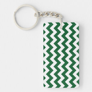 Green und White Zigzag Schlüsselanhänger