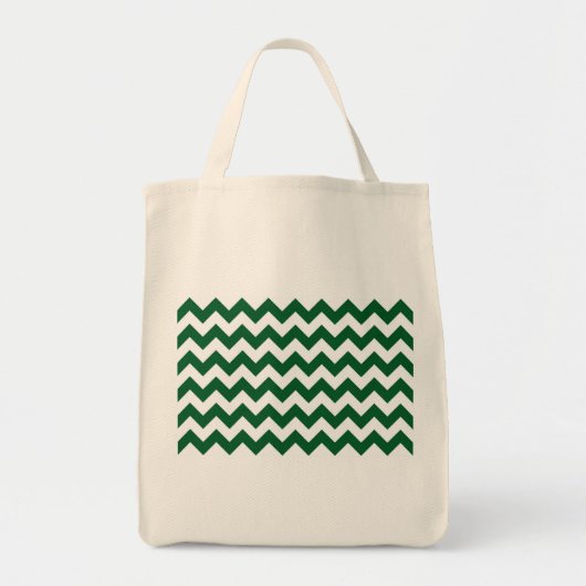 Green und White Zigzag Tragetasche (Vorne)