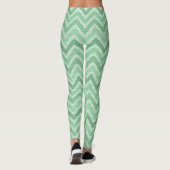 Green und White Zigzag Zickzack Leggings (Rückseite)
